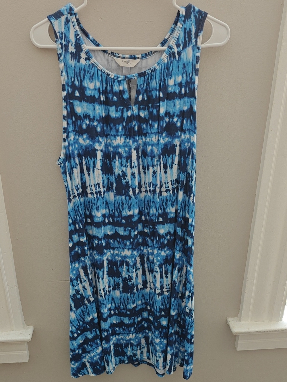 Terra & Sky Blue Tie-Dye Sleeveless Midi Dress